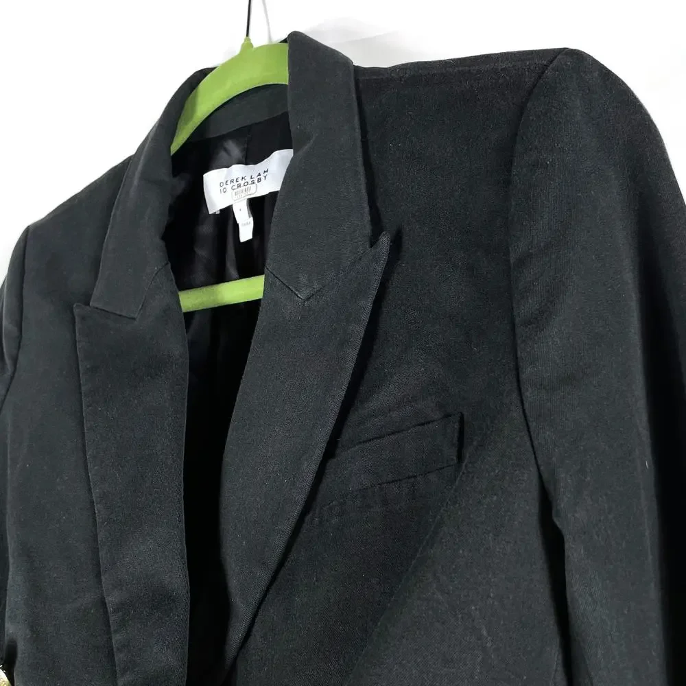 Derek Lam 10 Crosby Walter Blazer Black Gold‎ Buttons Double Breasted Sz 4